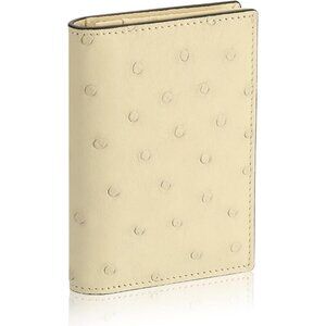 Women's Ostrich Cream Classy Matte Genuine Leather Wallets Credit Card Holder